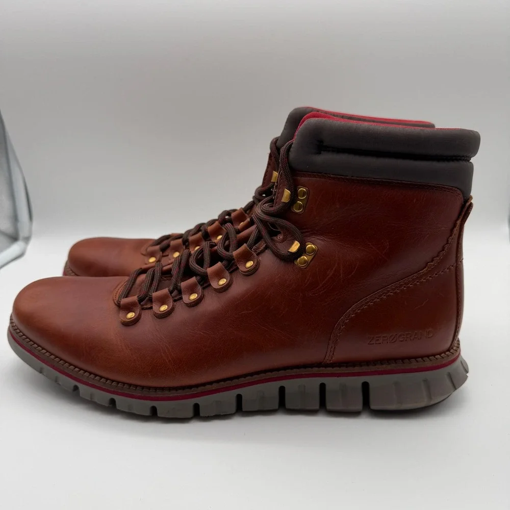 Cole Haan Boots Mens 12M Brown Zerogrand Hiker Leather C33471 Waterproof Style
